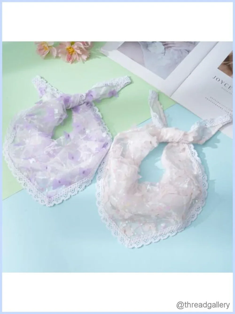 Floral Lace Head Scarf Triangle Bandana Women Boho Hair Accessory